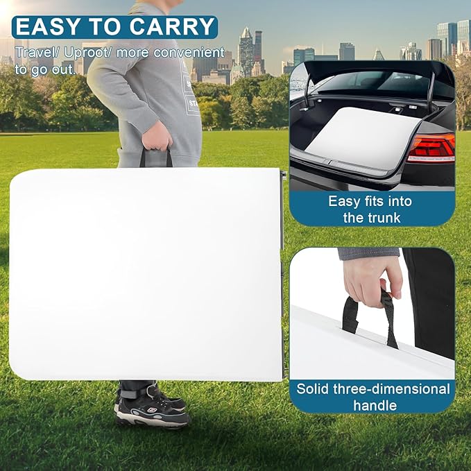 8FT Folding Table Plastic Camping Table Portable Picnic Table for Easy Storage, Ideal for Outdoors Camping, Picnics, Parties Wedding & Indoor Events with Carrying Handle,White-NeatNest