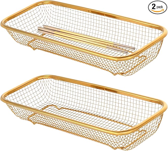 2-Pack Gold Flatware Organizer - Sturdy Mesh Design, Dishwasher-Safe & Easy-Clean Utensil Holder, Silverware Container Drawer Storage-NeatNest
