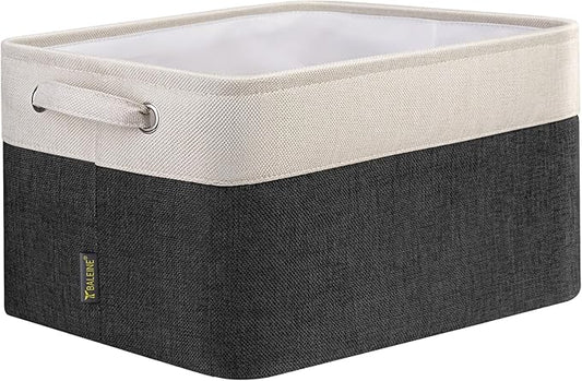 BALEINE 1 Pack Fabric Storage Bins for Shelves, Linen Storage Baskets for Organizing, Decorative Closet Bins for Clothes, Home (Black, 12"x8"x8")-NeatNest