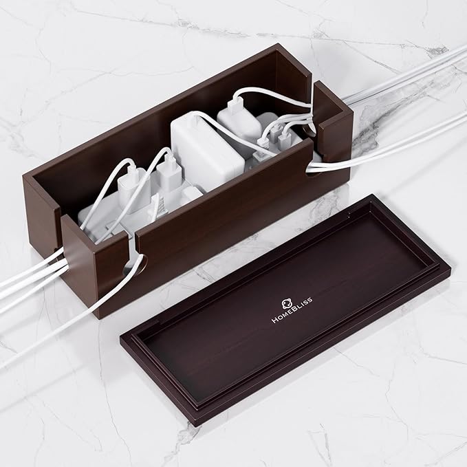 Large Cable Management Box - Stylish Wire Organizer, Wire Concealer and Wire Management Box - Wire Management Box Tall Design for Easy Access（NO Power Strips or Chargers）