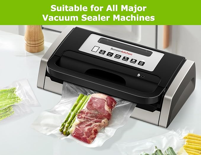 Bonsenkitchen Precut Vacuum Sealer Bags, 20 Gallon 11" x 16"+ 80 Quart 8" x 12"+ 50 Pint 6" x 10", Commercial Grade, BPA Free, Food Sealer Bags for Vac Storage, Meal Prep or Sous Vide Cooking, VB15-NeatNest