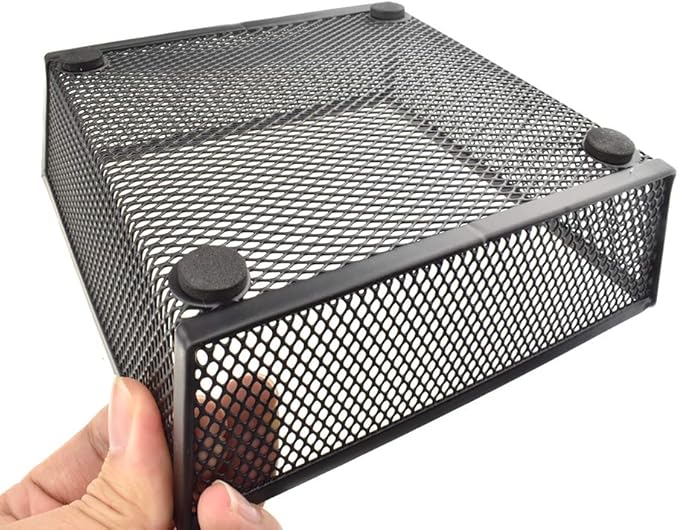 HAHIYO Stackable Mesh Tray Cup 6 x 6 x 2 inches Sturdy Container for Desk Drawer Organizer Collection for Home Office School kitchen Soft Foam Feet No Sharp Edges 2 Pack Black-NeatNest