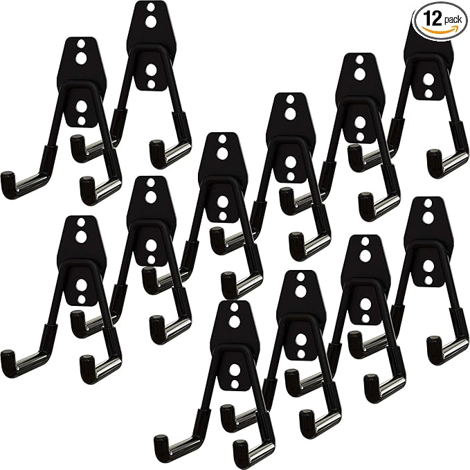 Garage Hooks Heavy Duty, 12 Pack Black Metal U Square Organizing Hooks for Hanging Heavy Duty, Bike Ladder Hangers, Iron Rust-Proof Screw-in Utility System Tool Organizer Wall Storage-NeatNest