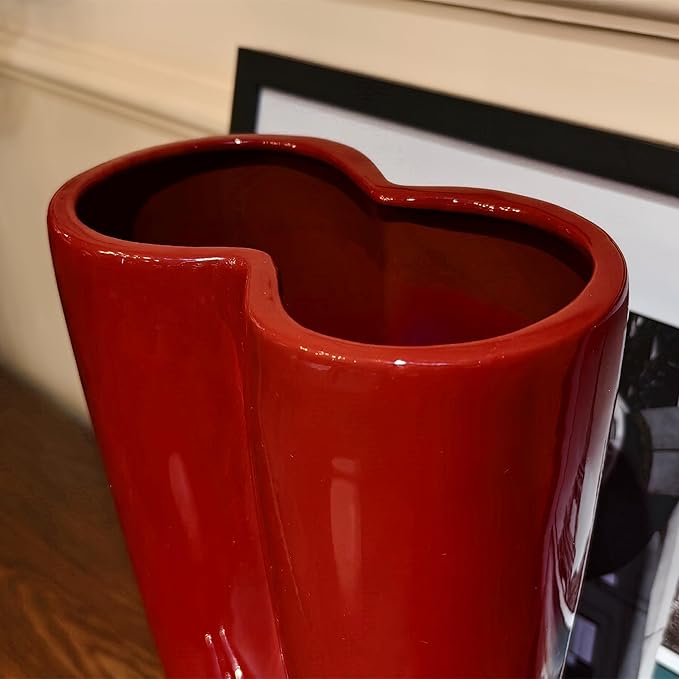 Ceramic Boot Umbrella Stand Boots Vase Freestanding Umbrella Bucket Ceramic Umbrella Rack Home Decor Piece for Home Decor, Office, Apartment, Hotel, Bars, Red-NeatNest