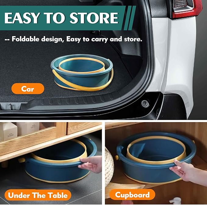 Collapsible Bucket 1.3 Gallon/5L Small Plastic Buckets Household Cleaning Mop Buckets Foldable Water Bucket for Car Wash Fishing Camping Beach (Blue)-NeatNest