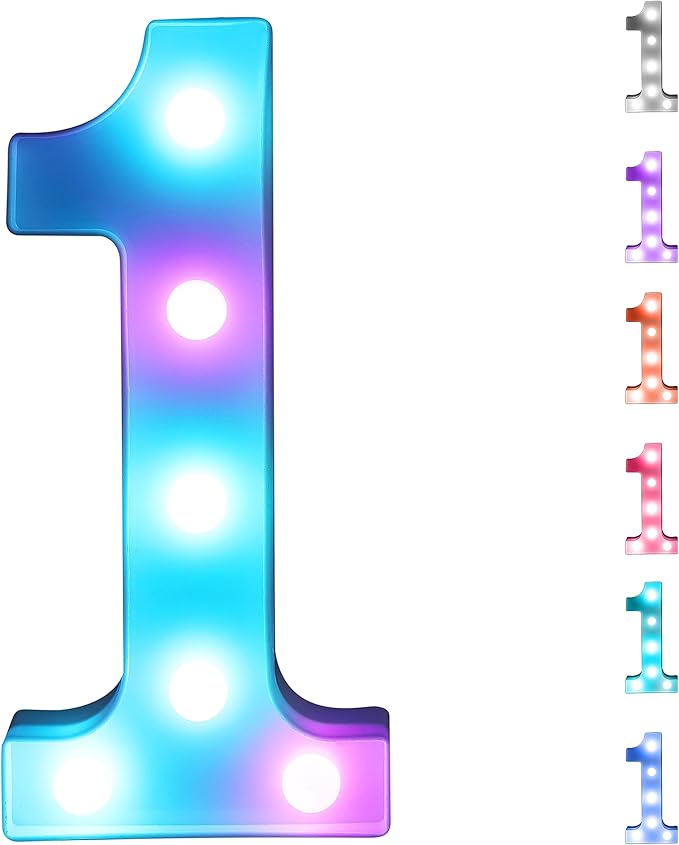 Foaky Colorful LED Number Lights with Remote,Marquee Light Up Number Sign for Night Light Wedding/Birthday Party Battery Powered Christmas Lamp Home Bar Decoration (1)-NeatNest