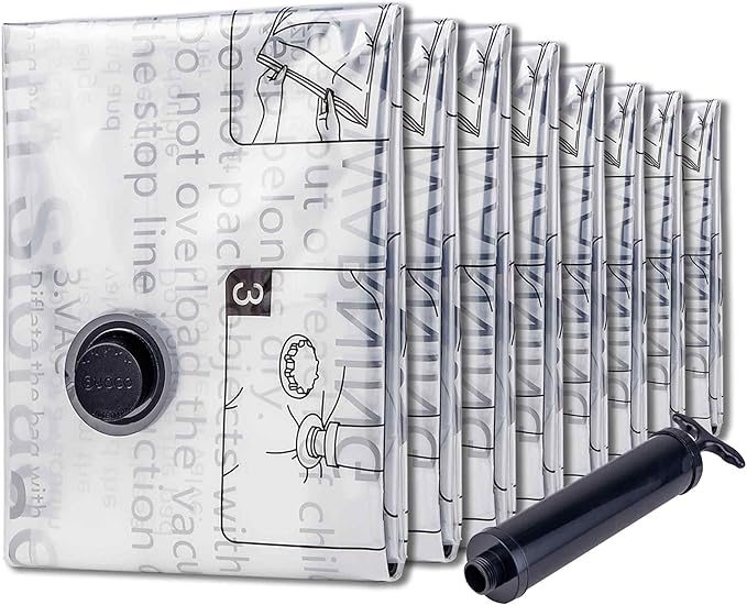 Vacuum Storage Bags 8 XXL Jumbo, Space Saver Bags with Travel Hand Pump, Compression Airtight Sealer Bags for Clothes, Bedding, Pillows, Comforters, Blankets-NeatNest