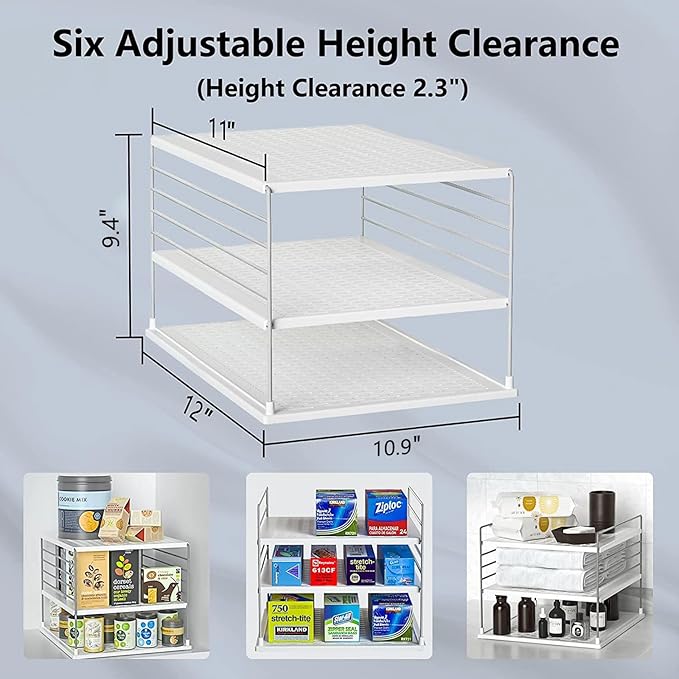 Upgraded Cabinet Organizers and Storage -Divided Compartment Holder for Plastic Bag, Wrap, Foil, Snack and Box for Kitchen Organization and Storage-Under Sink Organizers and Storage Suitable-NeatNest