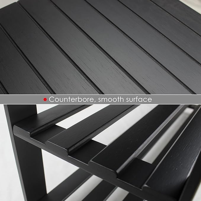 SMIBUY Bamboo Shoe Rack Bench, 3-Tier Shoe Organizer Storage Shelf for Entryway Hallway Bathroom Living Room (Black)-NeatNest