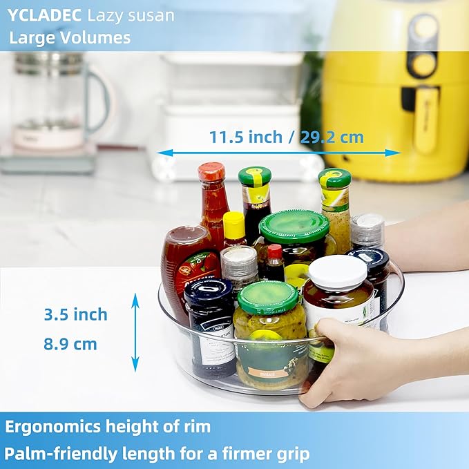 3 Pack Lazy Susan 11.5" Inch Turntable Organizer for Cabinet Pantry Organizers and Storage Organization Spinning Spice Rack Bins Rotating Condiment for Countertop Kitchen Sink