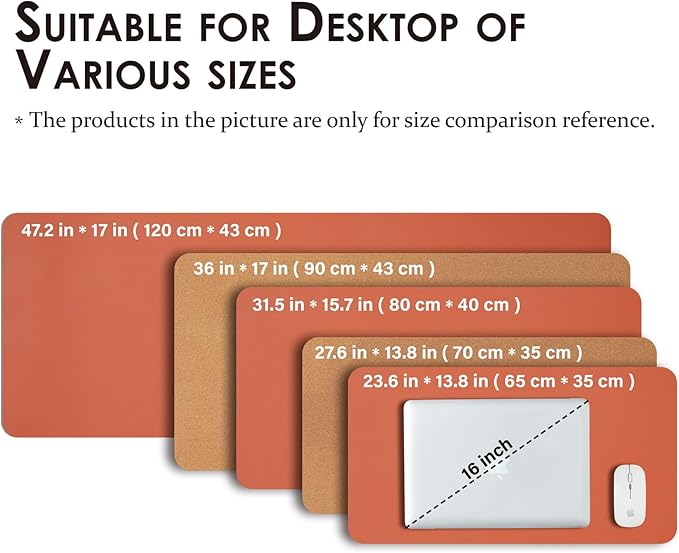Cork Desk Mat - Dual-Sided Desk Pad for Office and Home - Desk Organization and Accessories - Ideal for Large Mouse Pad and Desk Mats on Top of Desks(Orange,27.6"x 13.8")-NeatNest