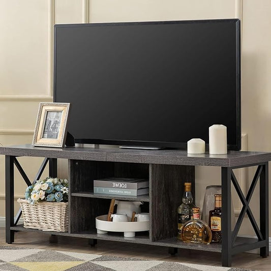 GAZHOME TV Stand for TV up to 65 Inches, TV Cabinet with Open Storage, TV Console Unit with Shelving for Living Room, Entertainment Room, Gray-NeatNest
