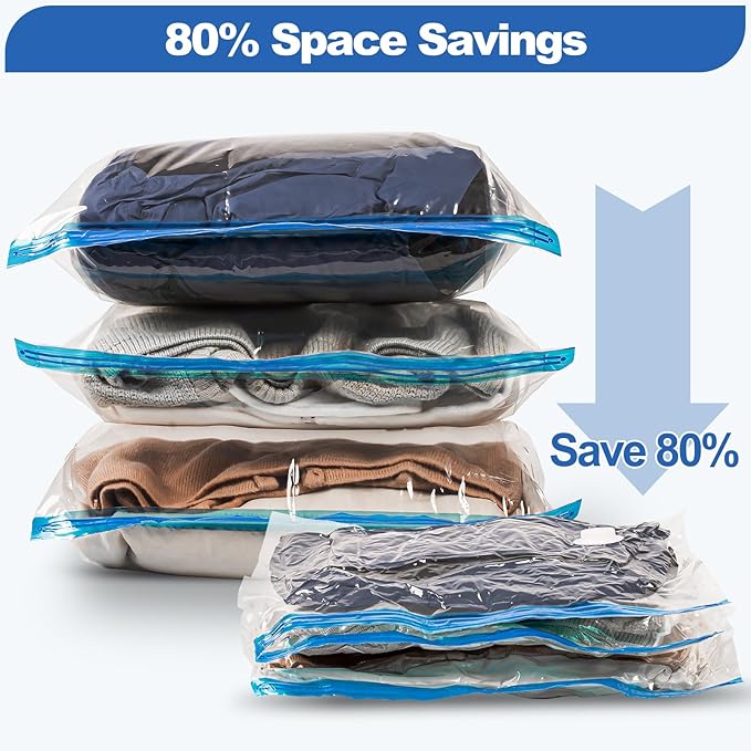 VMstr Vacuum Storage Bags with USB Electric Pump, 6 Pack Carry-on Size Space Saver for Clothes and Clothing Travel, Compression Bags for Clothes-NeatNest