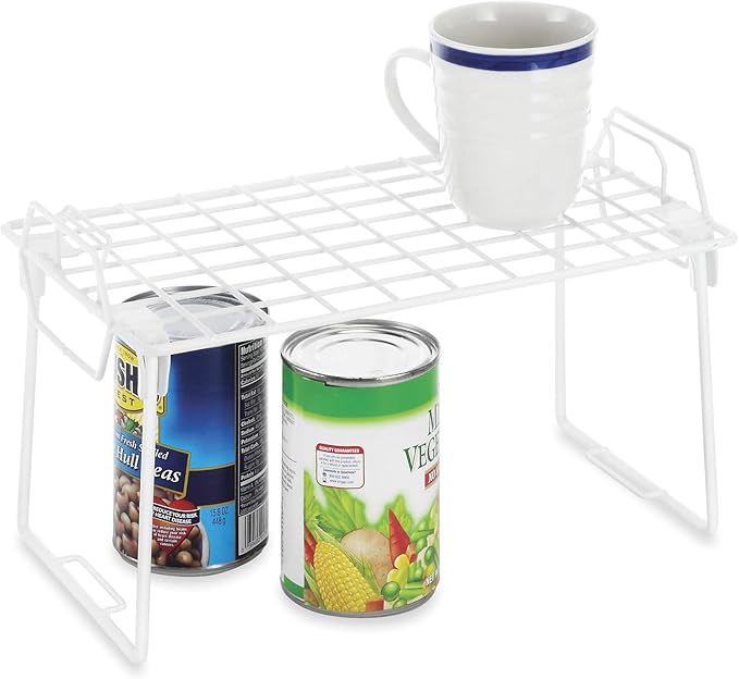 Whitmor Wire Grid Stacking Shelf Small, White-NeatNest