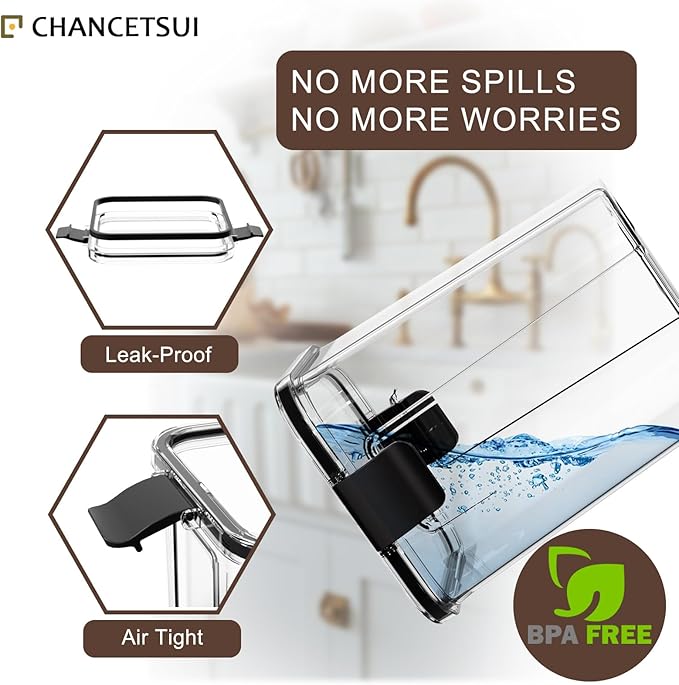 CHANCETSUI Small Airtight Food Storage Containers with Lids: Kitchen Pantry Organization for Dry Baking Ingredients BPA Free Clear Plastic 2-Piece Canister Set, 1.1 qt /1 L