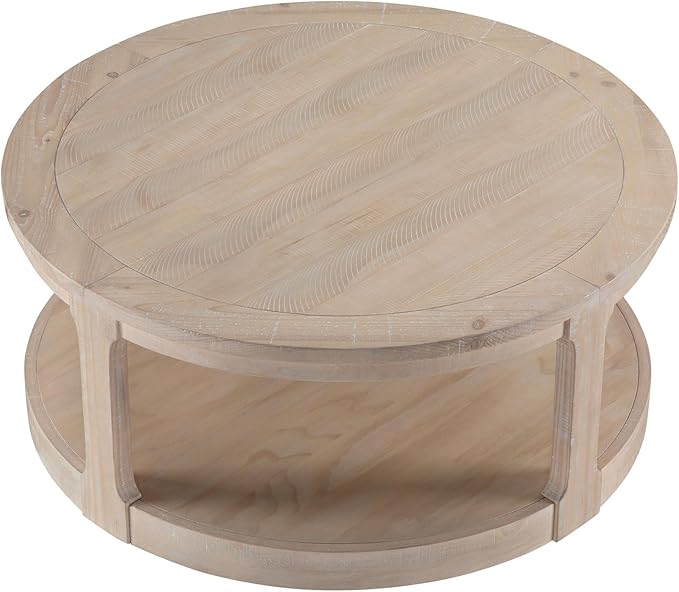 kevinplus 40'' Round Wood Coffee Table Circle Coffee Table with 4 Wheel for Living Room, Modern Retro Farmhouse Style, Easy Assembly, Oak/Wood(ø40'' x 17.52'')
