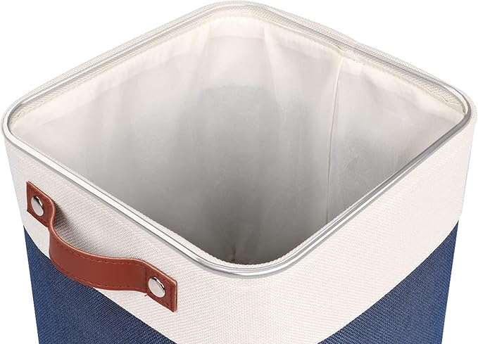 Univivi Fabric Cube Bins Set of 4 Storage Baskets with PU Handles for Home Closet Foldable Storage Bins (Blue, 10.5" x 10.5" x 11")-NeatNest
