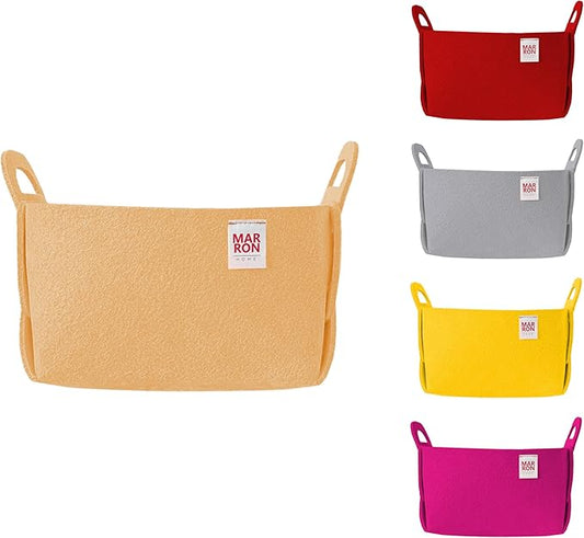 Collapsible Apricot Felt Storage Bin Small 7.1"x5.1"x5.1" – Foldable Basket with Handles for Closet, Toy Storage, Laundry Room Organization, Decorative Storage Baskets for Shelves Storage-NeatNest