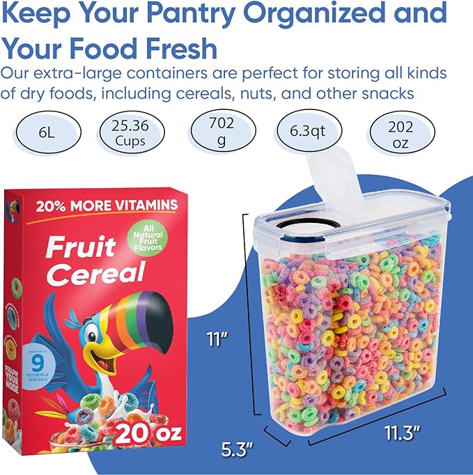 Chef's Path Airtight Food Storage Containers - Set of 2 (6 Liters) for Kitchen & Pantry - BPA Free for Rice, Cereal, Flour, Sugar - Bulk Food Storage - Big Cereal Container - Cereal Container Storage-NeatNest