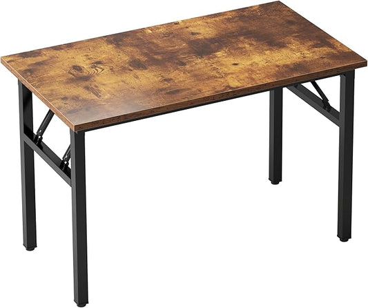 sogesfurniture Computer Desk for Small Space, Office Desk Folding Table, Small Writing Desk Compact Desk Foldable Desk, BHUS-AC5-NEW (39.4 inches, Rustic Brown)-NeatNest