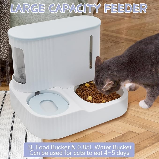 Kathson 2 in 1 Auto Cat Feeder and Waterer, Gravity Pet Feeder for Dry Food, Indoor/Outdoor Cats (Green)-NeatNest