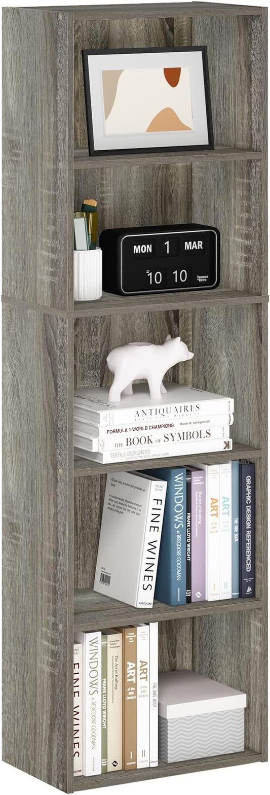 Furinno Luder Bookcase / Bookshelf / Storage Shelves, 5-Tier, French Oak-NeatNest