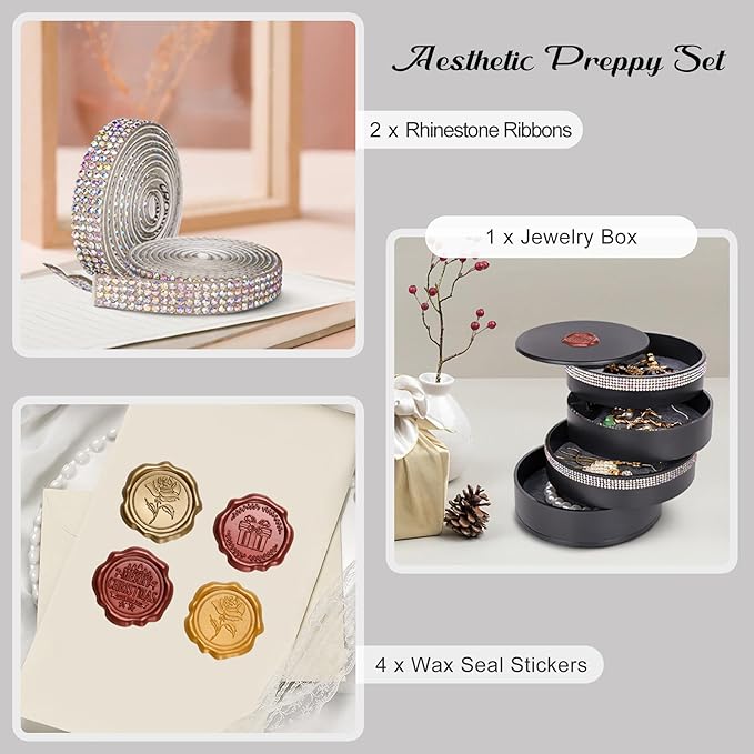 CONBOLA Jewelry Holder Organizer, Christmas Gifts Ideas for Women, Small Jewelry Storage Box Earring Holder, 5-Layer Rotating Jewelry Storage Tray with Lid for Bracelets Rings Bracelets-NeatNest