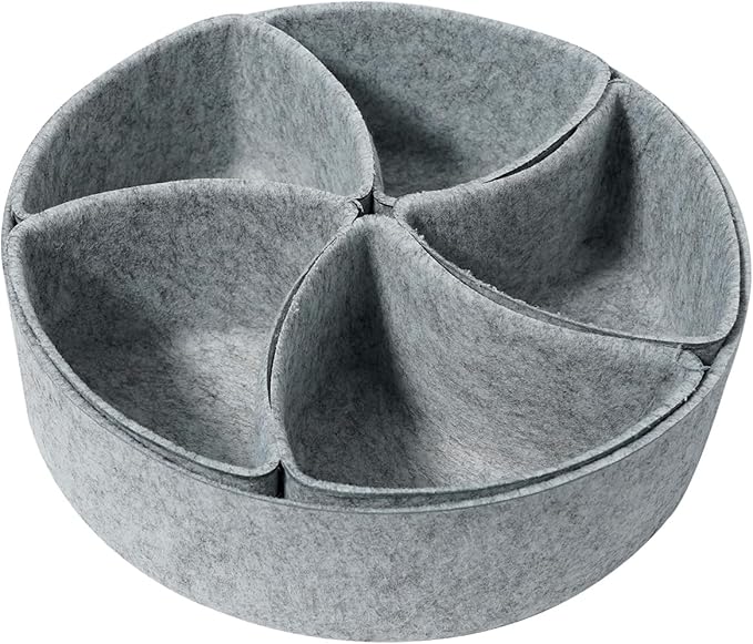 Felt Desk Drawer Organizer Tray,8 Pack Office Desk Drawer Dividers,Felt Drawer Round Storage Box For Saving Space,Makeup Drawer Organizer Bins.(Light Gray)-NeatNest