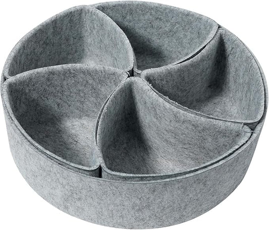 Felt Desk Drawer Organizer Tray,8 Pack Office Desk Drawer Dividers,Felt Drawer Round Storage Box For Saving Space,Makeup Drawer Organizer Bins.(Light Gray)-NeatNest