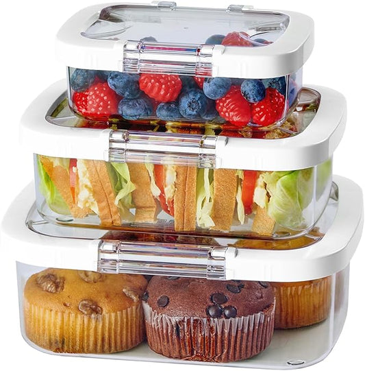Felli Duo Loc Tritan Meal Prep Containers Microwave Safe BPA FREE, Leak Proof Lunchable Container for Leftovers Kitchen Fridge Freezer, Reusable Plastic On the Go Lunch Travel Box (Beginner 3pk)