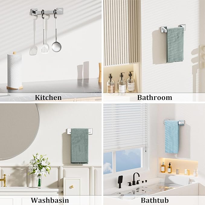 Alise Polished Chrome Towel Bars,11.82 Inch Towel Holder Towel Racks for Bathroom and Lavatory,SUS304 Stainless Steel Hand Towel Hanger Rail Wall Mount,Useable Length 10.04 Inch Towel Bar, GYT030-C