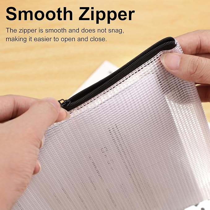 25pcs Multisize Mesh Zipper Pouch Bags, Waterproof Zipper Bag, 8 Sizes Waterproof Plastic Document Pouch, Bags for Travel Storage, Office Supply and Home Organize