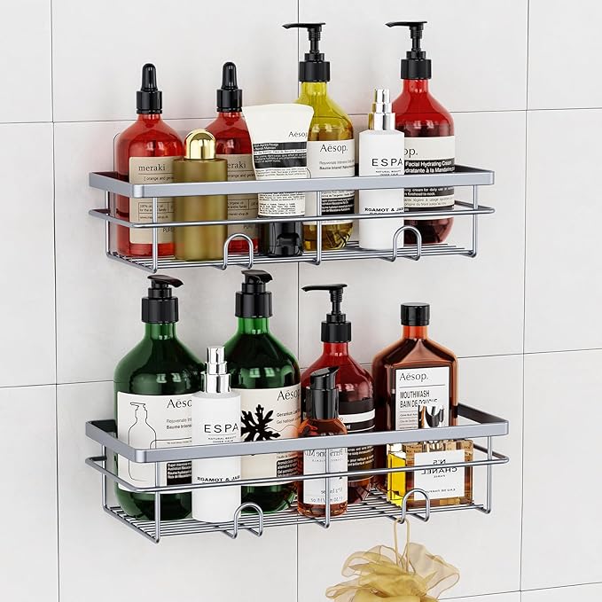 Uamector Shower Caddy Organizer Rustproof - Bathroom Shelves Rack for Home Decor & Storage - Adhesive Wall Shampoo Holders for Inside - Bath Tub Organization