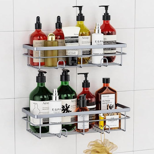 Uamector Shower Caddy Organizer Rustproof - Bathroom Shelves Rack for Home Decor & Storage - Adhesive Wall Shampoo Holders for Inside - Bath Tub Organization