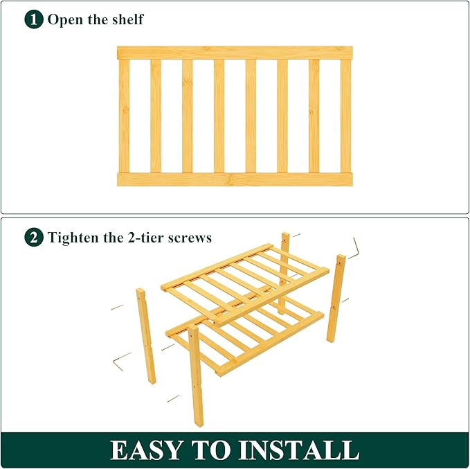 Smiry Shoe Rack, 2 Tier Small Bamboo Shoe Organizer, Stackable Free Standing Wooden Shoe Storage Shelf for Closet, Entryway, Front Door Entrance, Natural-NeatNest