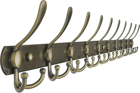 Dseap Coat Rack Wall Mount - 38” Long 10-Tri-Hooks Heavy Duty Coat Hanger Rail Wall Hooks for Hanging Coats Hats Clothing Clothes Purse Mudroom Entryway, Bronze-NeatNest