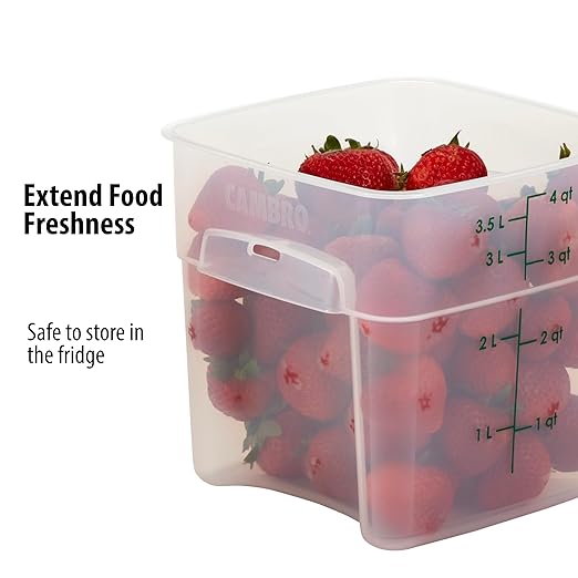 Cambro Food Storage Containers with Lids (Microwave Safe and BPA-Free) - 4 QT (Quart) Square Food Storage Container with Lid (2 Pack)-NeatNest