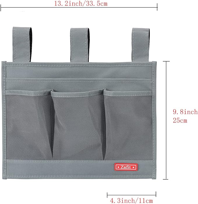 Hanging Bedside Caddy, Bedside Storage Organizer for Magazine, Phone, Remote control (Classic 4 Pockets-Grey)-NeatNest