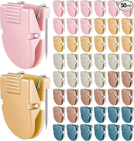 50 Pcs Cubicle Clips Fabric Panel Cubicle Accessories Fabric Partition Panel Wall Clip Office Photos Wall for Notes Memos Standard Size, 40-Sheet Capacity (Boho Color)