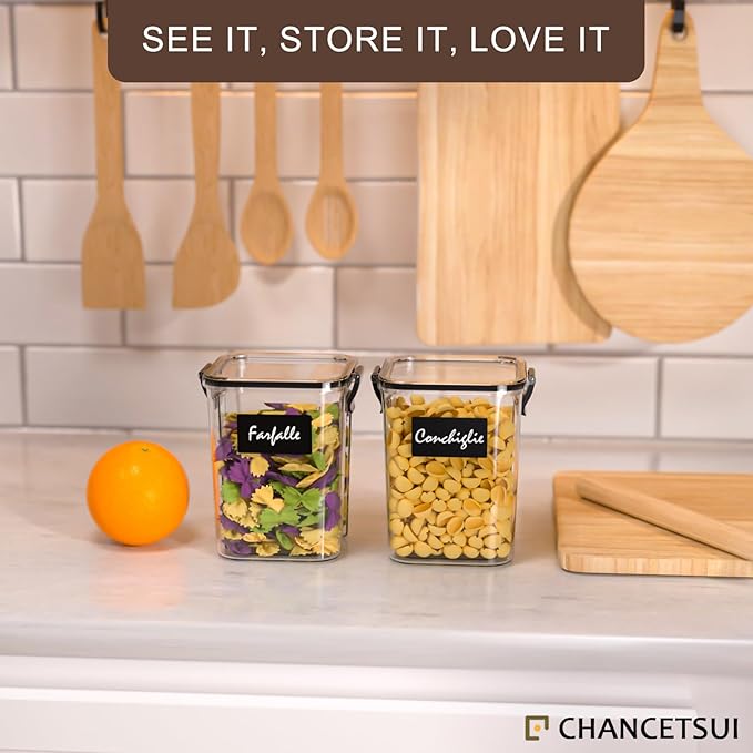 CHANCETSUI Small Airtight Food Storage Containers with Lids: Kitchen Pantry Organization for Dry Baking Ingredients BPA Free Clear Plastic 2-Piece Canister Set, 1.1 qt /1 L