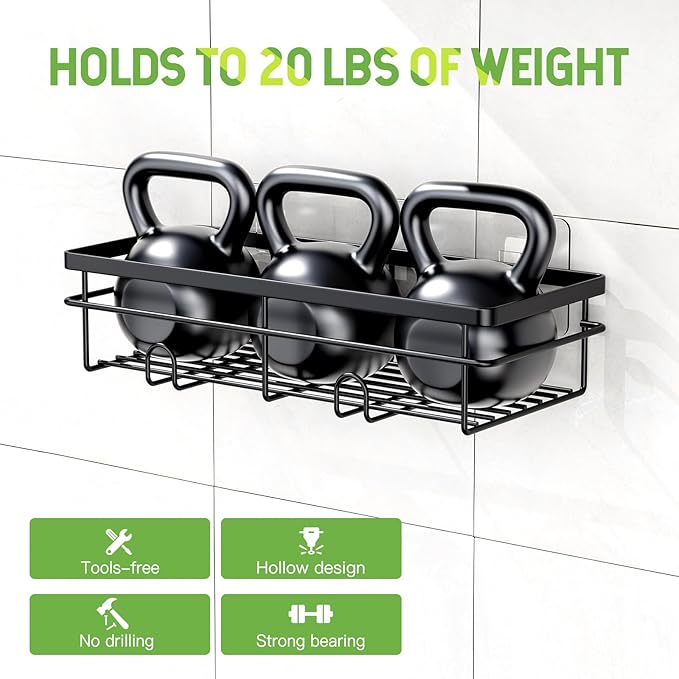 Uamector Shower Caddy Organizer Rustproof - Bathroom Shelves Rack for Home Decor & Storage - Adhesive Wall Shampoo Holders for Inside - Bath Tub Organization