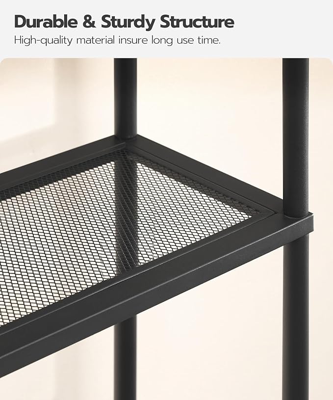 HOOBRO Over The Toilet Storage, 3-Tier Over Toilet Bathroom Organizer, Freestanding Above Toilet Shelf with Adjustable Feet, Space Saving, Easy Assembly, Greige and Black BG63TS01