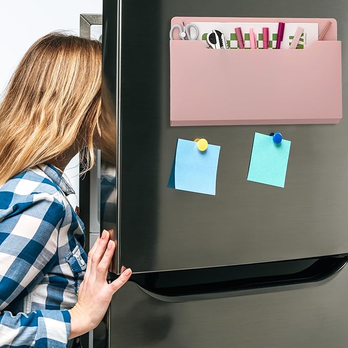 Fuutreo 6 Pcs Magnetic Wall File Organizer Magnetic Wall File Holder Refrigerator Magazine Holder for Mail Letters Paper(Mocha Mousse Color,8.3 x 13.8 Inch,Horizontal)