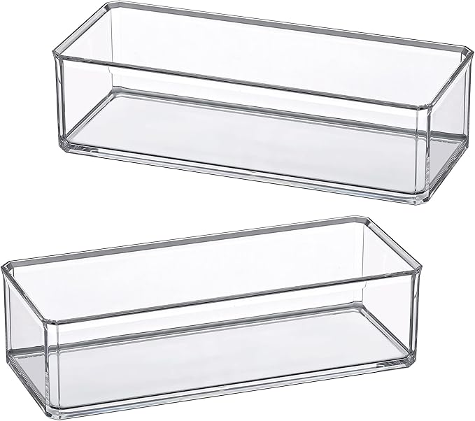 Amazing Abby - Glamour - 2-Pack Acrylic 1-Compartment Makeup Organizer, Transparent Plastic Lipstick Holder, Perfect Bathroom Vanity Storage Solution for Lipsticks, Nail Polishes, and More-NeatNest