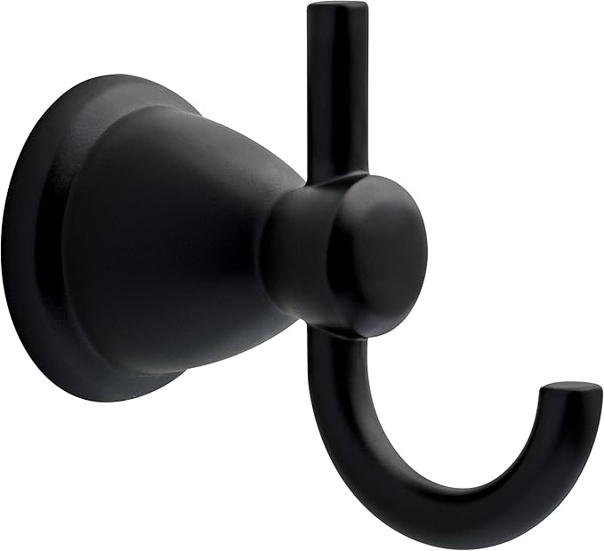 Franklin Brass Kinla (1-Pack) Towel Hooks Matte Black Double J Wall Mounted for Robes 2-Prong Holder, Bathroom Accessories KIN35-MB