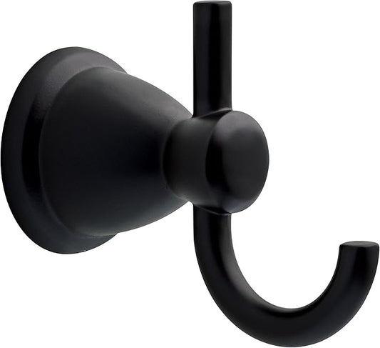 Franklin Brass Kinla (1-Pack) Towel Hooks Matte Black Double J Wall Mounted for Robes 2-Prong Holder, Bathroom Accessories KIN35-MB
