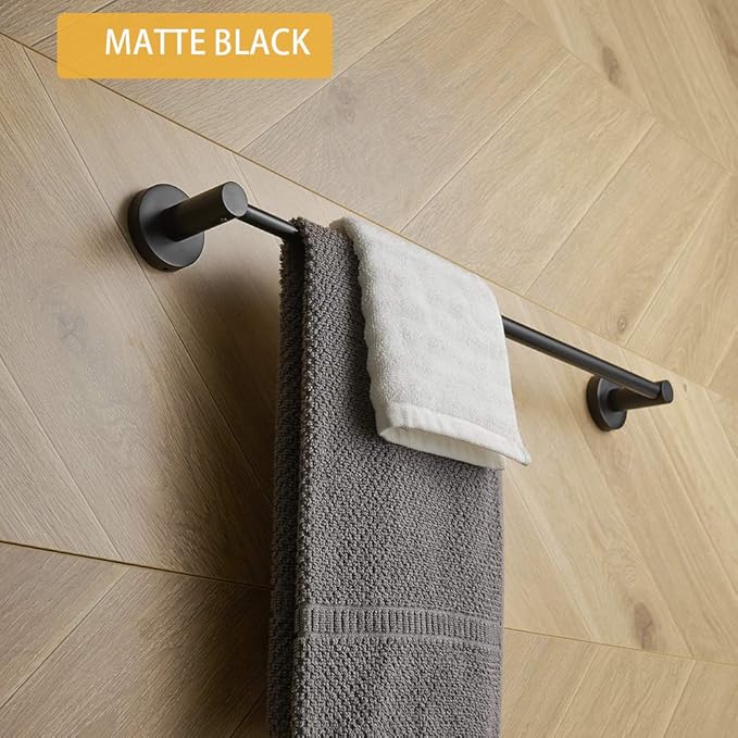 BESy Adjustable 15 to 26 Inch Single Bath Towel Bar Rack for Bathroom Accessories SUS304 Stainless Steel Towel Holder, Wall Mount with Screws Hand Towel Bar Rod Hotel Style, Matte Black-NeatNest