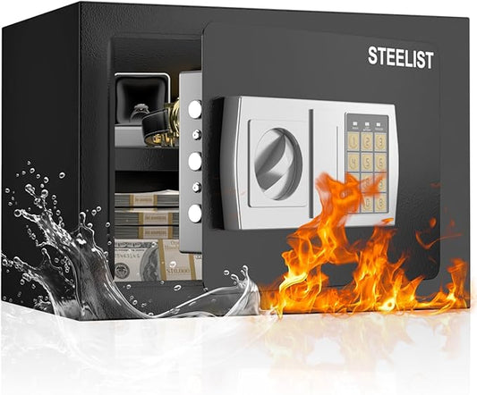 0.8 Cubic Fireproof Waterproof Safe, Security Digital Box with Removable Shelf, Cash Box for Home, Fireproof Safe for Documents, Jewelry, Gun, Valuables, Safety Box, Black