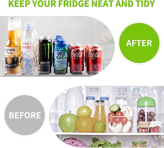 Coanto Drink Organizer for Fridge, Soda Can Dispenser for Refrigerator, Automatic Self-Pushing Fridge Drink Dispenser Holds up to 30 Cans, 6 Row-NeatNest