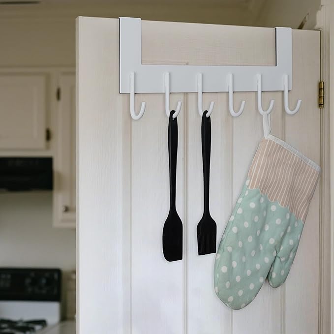 WEBI Over The Door Hook for Hanging Door Hanger:Over The Door Towel Rack,Door Coat Hanger Over The Door Coat Rack for Towels,Clothes,Behind Back of Bathroom,White,2 Packs